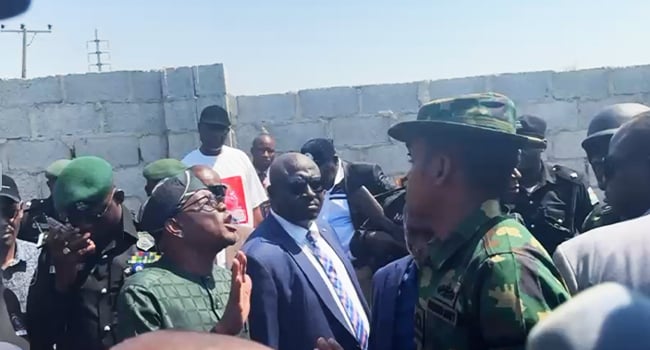 Intense Confrontation in Abuja: Minister Wike Challenges Naval Personnel Regarding Contested Property