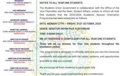 Notice to All Year One Students