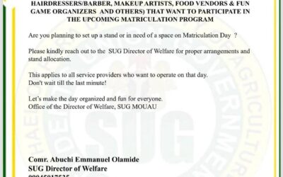 NOTICE TO ALL BUSINESS VENDORS THAT WANT TO PARTICIPATE IN THE UPCOMING MATRICULATION PROGRAM