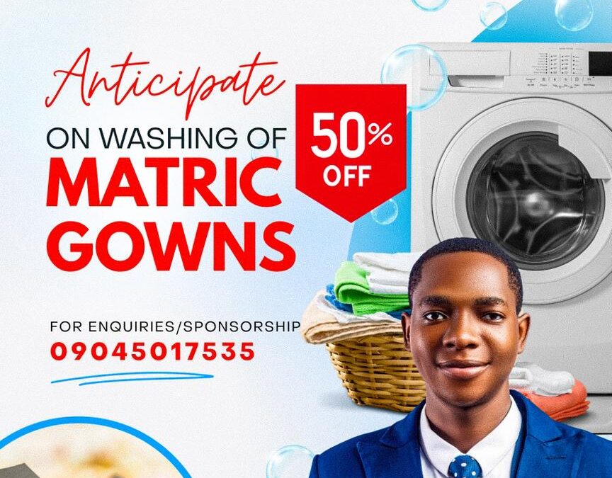 The SUG Director of Welfare Presents a 50% Discount Off Washing Matric Gowns.