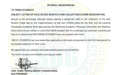 Lifting of Hold on SUG Scratch Card Collection/Course Registration