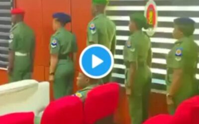 Nigerian Army Officer Faints During Ceremony, Saved Quickly by Fellow Soldier